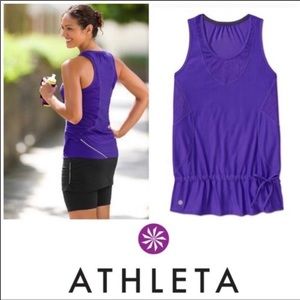 Athleta Wick It Good Active Workout Cinchable Waist Purple Tank Top